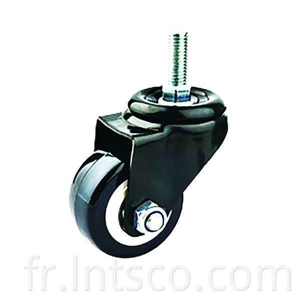 Thread Stem Black PVC Swivel Casters